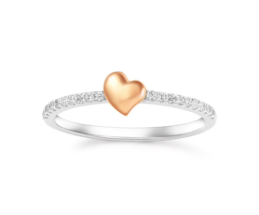 18K 白色黃金及玫瑰色黃金鑽石戒指